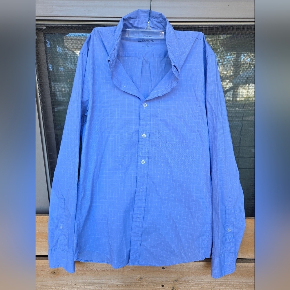 J. Crew The Offshore Performance Shirt Sz Small Blue And White Plaid